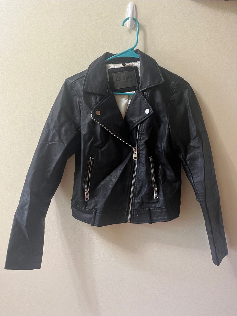 Ci Sono Black Faux Leather Biker Jacket